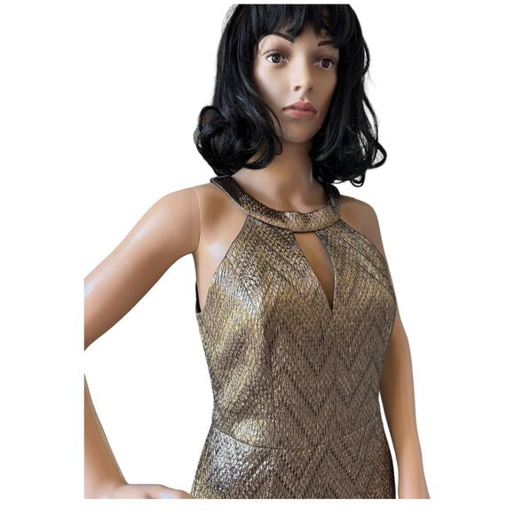 Trina Turk metallic zigzag jacquard cocktail dress size 2 - Picture 10 of 13
